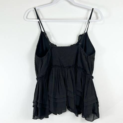 &merci &Merci Eyelet Peplum Cami Top in Black Size Large