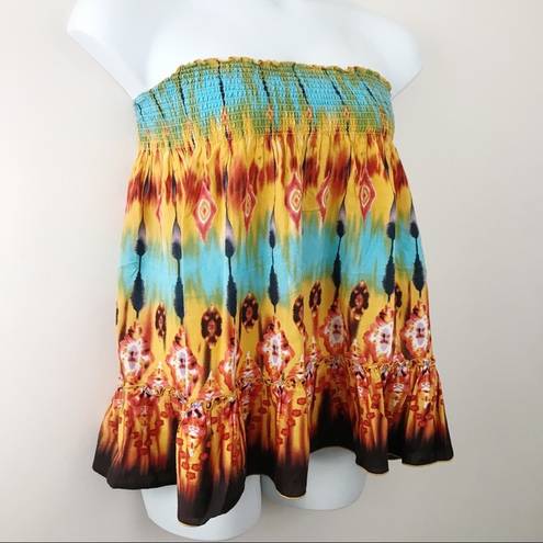 Tracy Evans Vintage Y2K  Light cotton tie dye Ruffle skirt tube top festival XL