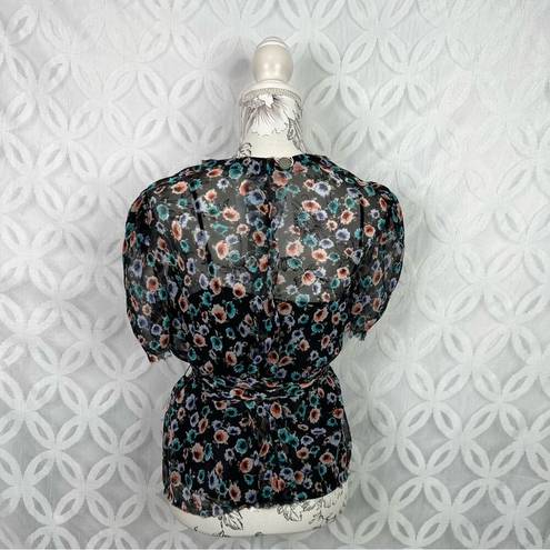 Jason Wu  100% Silk Rose Print Tie Wrap Blouse Size 6 NWT $395