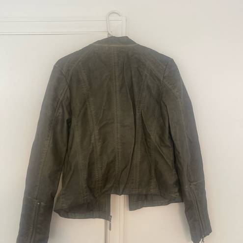 Dry Goods | dark green faux leather jacket