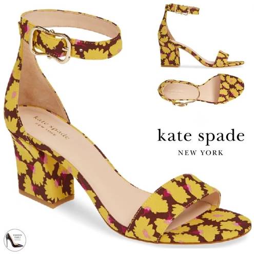 Kate Spade  Susane Crinkle Sunny Bloom Floral Heeled  Sandal Sz 8.5M