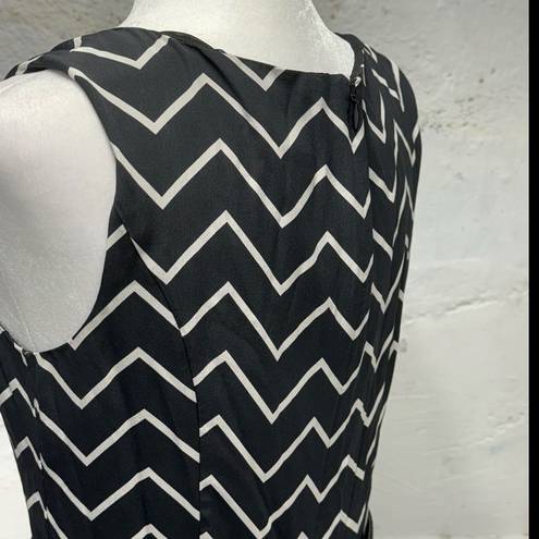 White House | Black Market  Silk V-Neck Zig Zag stripe belted dress