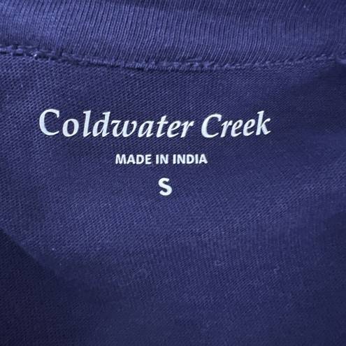 Coldwater Creek  Sweater Women Small Navy Blue Embroider Floral Cardigan Bohemian