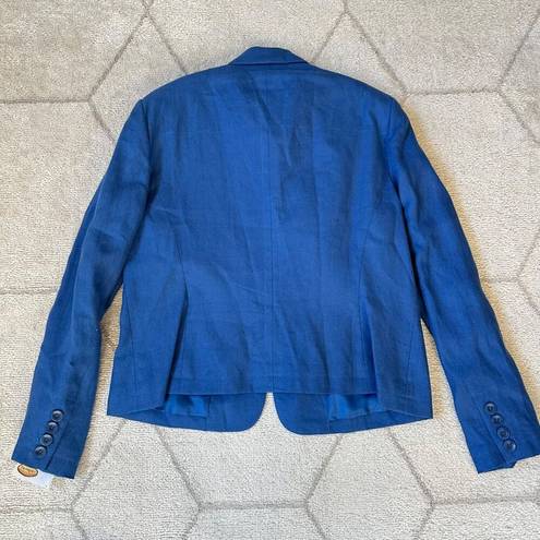 Talbots  Blue Linen Blazer Plus Size 16