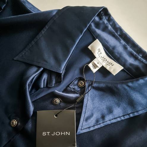 St. John  Collection Navy Silk Blouse