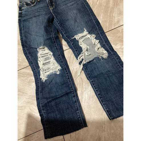 L'Agence L’AGENCE Jordan High Rise Cropped Straight Distressed Jeans Size 25 Dark Wash