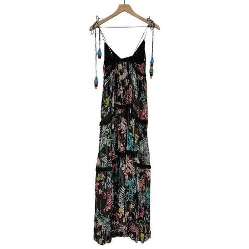 Rococo SAND Moonlight Floral Metallic Maxi Tiered Dress - Small