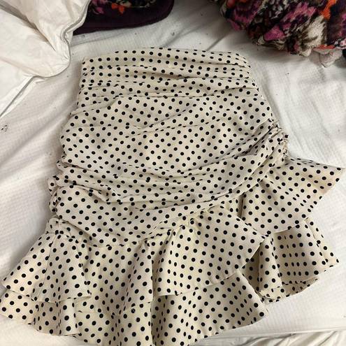 ZARA Cream layered polka dot mini skirt 