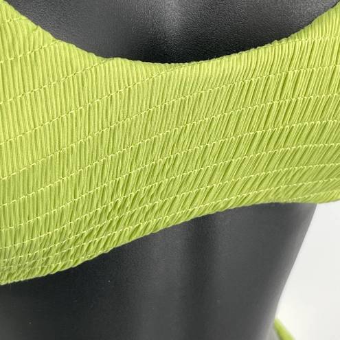 Naked Wardrobe  Swim Lime Green Smocked 2 Pc Bikini NEW Sz XS Style NW-W0538