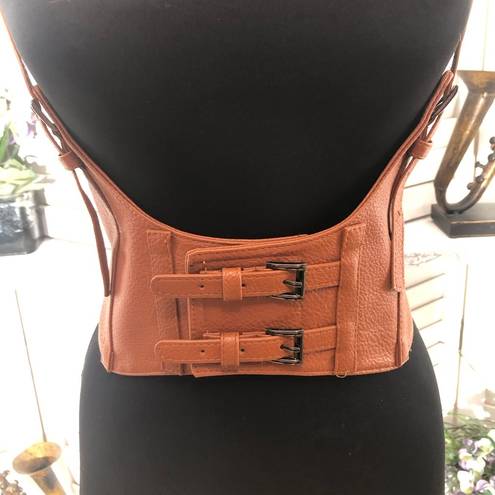 NWOT brown corset belt vegan leather steampunk Renaissance costume accessory M