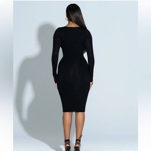 Naked Wardrobe  Bodycon Double Lined Snatching Sexy Designer Black Dress NWT Lg