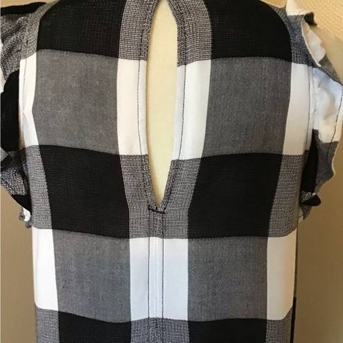 Chelsea and Violet  Black & White‎ Buffalo Plaid Check Sleeveless Ruffle Dress Sz S