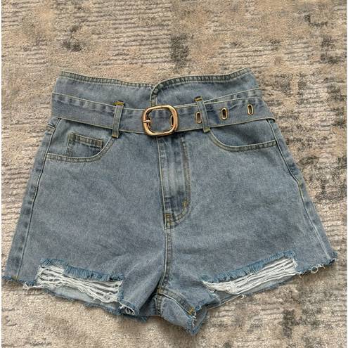 Kittenish Blue Jean Shorts with Belt Size S