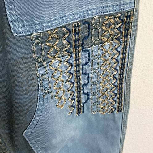 Pilcro  Anthropologie Wanderer Embroidered Denim Blue Jeans Women's Size 28