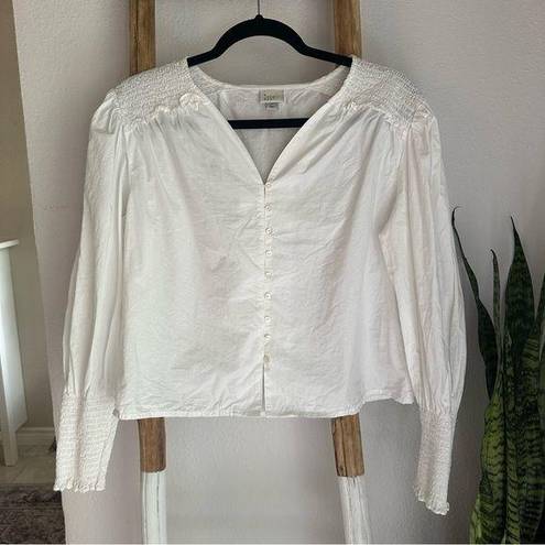 A New Day Button Down Peasant Blouse