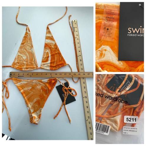 Naked Wardrobe  Swim Dreamsicle String Bikini Swimsuit NEW Sz L Style NW-W0732