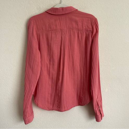 Pilcro  Anthropologie Gauzy Rust Button Down Top