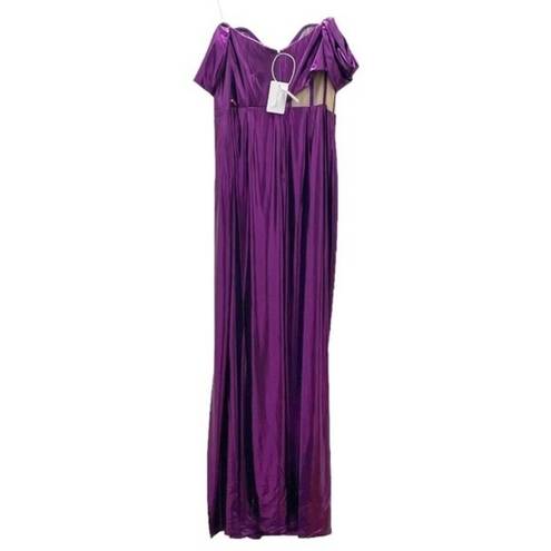 Amethyst NWT Marchesa Off Shoulder  Lamé Gown With Draped Bodice Women’s Size 16