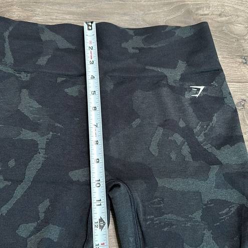 Gymshark  High Rise Black Gray Camo Side Scrunch Seamless Bike Shorts Size XL