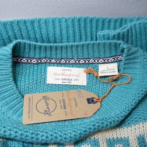 Weatherproof NEW  Fair Isle Pullover Sweater, Turqouise, Size Large