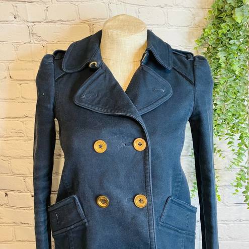 Juicy Couture Pea Coat XS Navy Military Double Breast Feminine