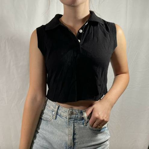 SEEK the Label NWT  Black Polo Sleeveless Crop Top