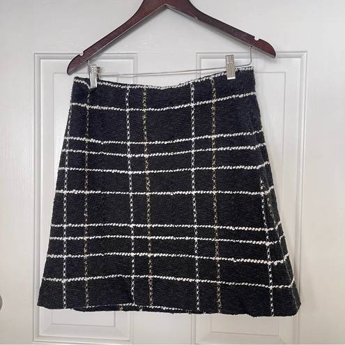 St. John  Textured Intarsia Grid Print Knit Pull-On Mini Skirt Size Medium