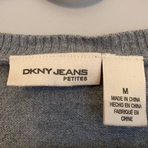 DKNY  Jeans Medium Petite Y2K Gray Sweater Cardigan