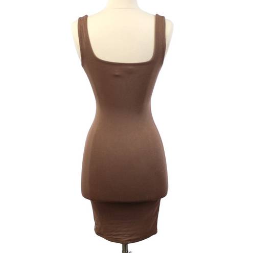 Naked Wardrobe  Womens Small Bodycon Stretchy Mini Dress Mocha Brown Club Party