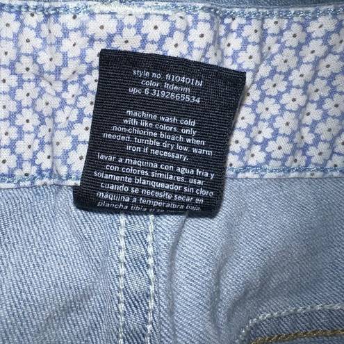 Faded Glory  Womens Light Denim Cropped Blue Jeans Size 14 Stretch Cuffed