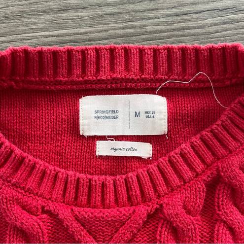 Daisy Springfield Reconsider Red Knit Sweater  Embroidered Crew Neck Size Medium