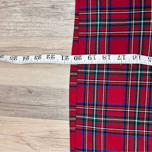 Talbots  Red Tartan Plaid Rayon Skirt Classic Career Lined Holiday sz 10 P