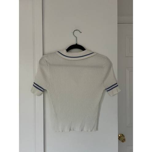 Polo Hooked Up Preppy White Collared Cropped  Top