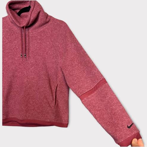 Nike  Therma Fleece Cowl Neck Pullover Sweatshirt Size Small Cedar Pink Fuzzy