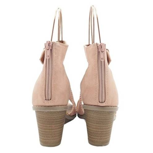 Dolcetta  Delia Blush Pink Faux Suede Strappy Ankle Wrap Wedge Women’s Size 6