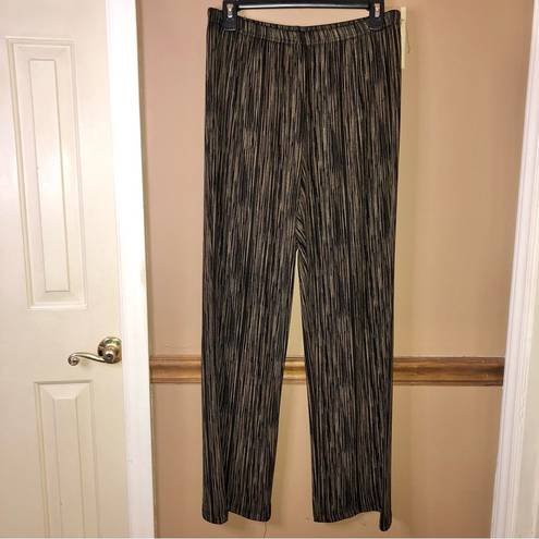 Coldwater Creek  Plisse Pull On Wide Leg Pants Black Gold Large