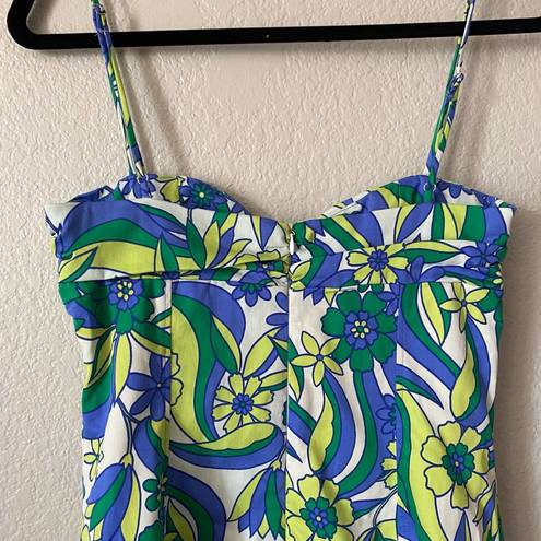 ZARA  Vibrant Floral Mini Dress Blue Green Size Medium