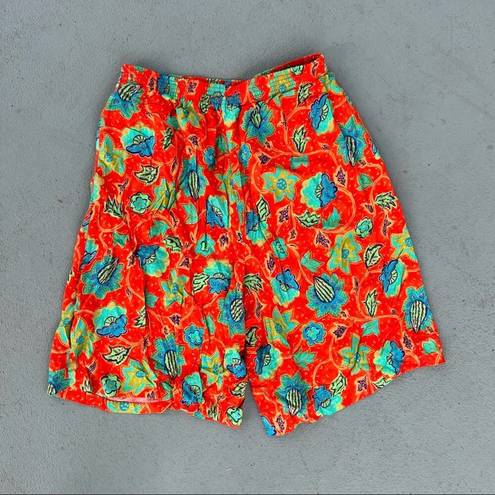 Lounge Vintage bold tropical floral high rise elastic waist  shorts with pockets