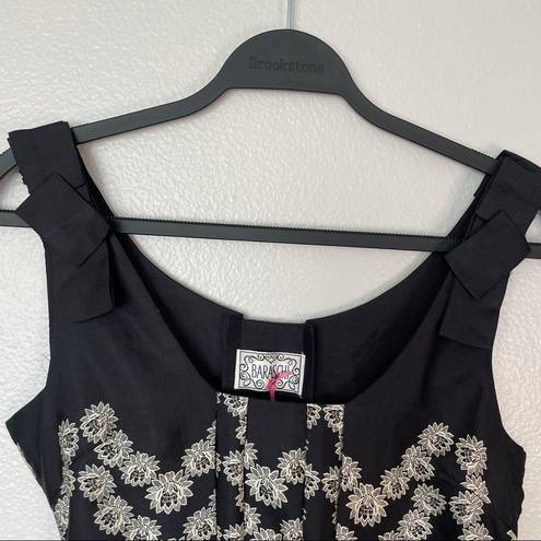 Yoana Baraschi Baraschi Sleeveless Silk Flowered Pleated Black Tie Top Size Small