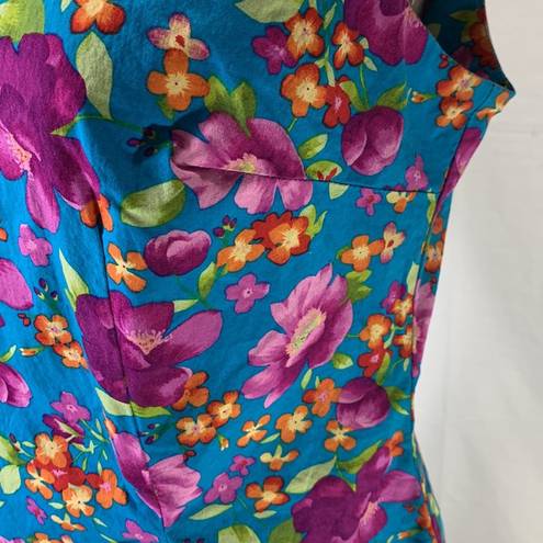 CDC Wear CDC Turquoise Floral Sheath Dress Size 12