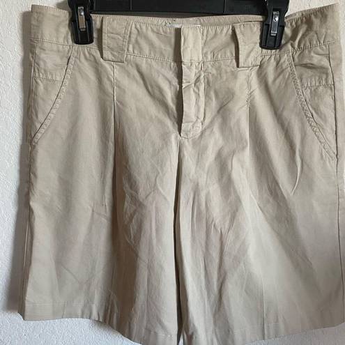 Vince  Khaki Pleated Front Bermuda Shorts