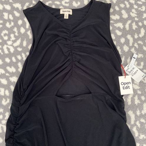 Open Edit NWT  cutout ruched black midi dress XXL