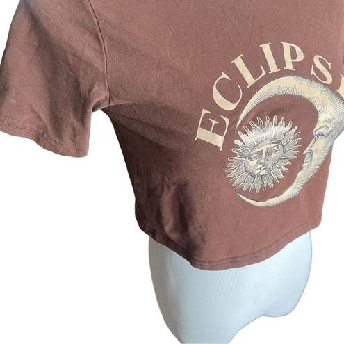 The Moon Youth Girls Eclipse Celestial Sun Crop Graphic Tee Shirt Top - Sz 14/16