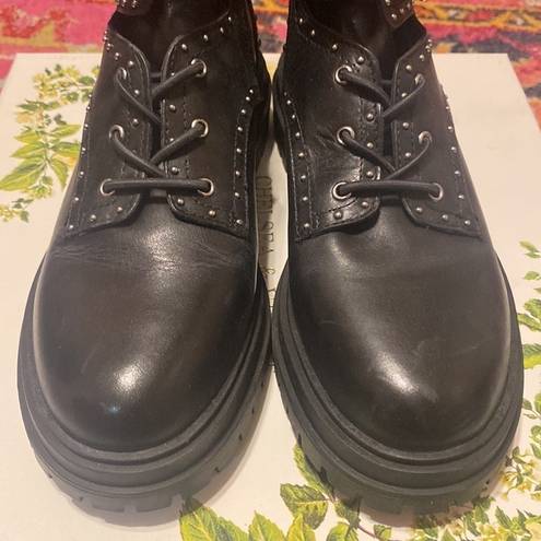 Chelsea and Violet  rhea black leather combat boots size 8 NWT