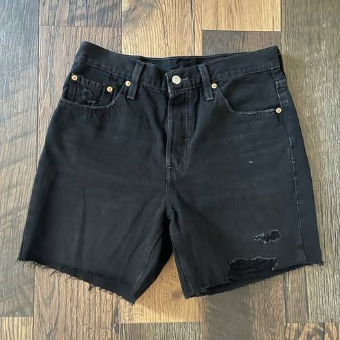 Levi’s Levi's 501 Womens Black Denim High Rise Mid Thigh Cut-Off Shorts Size 29