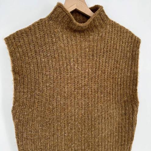 Madewell NEW  Stimpson Sweater Vest Chunky Wool Blend Mock Neck Brown Women's S