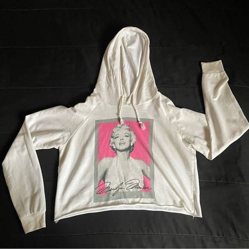 Marilyn Monroe  White Large Cropped Hoodie