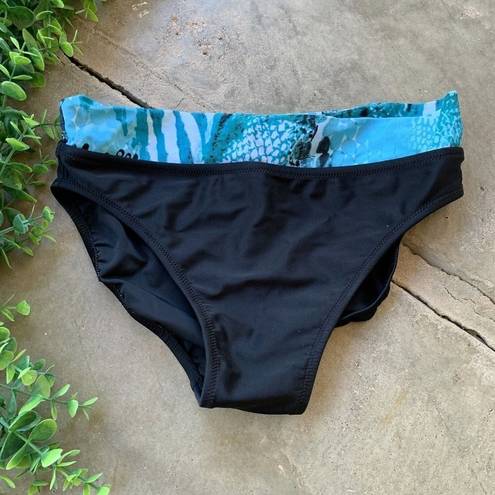 Gottex  Swim Bikini Bottom Animal Print Banded Black Blue Size 6