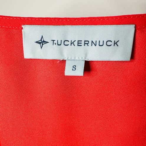 Tuckernuck  Red Hollis V-Neck Puff Sleeve Top Shirt Blouse Size S