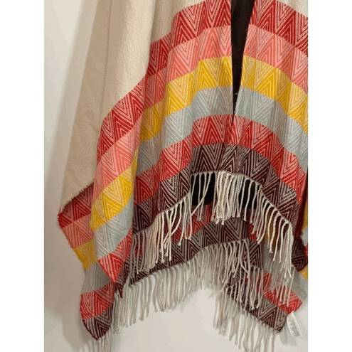 American Eagle  Outfitters Womens Native Poncho Fringe Multicolor One Size